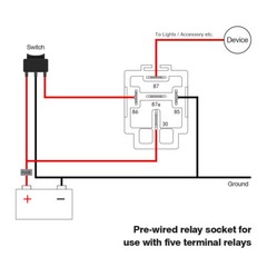 Universal 6-Piece 5-Pin SPDT 30 Amp Fuse Relay Switch Harness Kit, 14 AWG, 12V