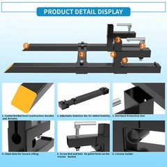 4000Lbs 60″ Tractor Clamp On Pallet Forks Bucket Quick Attach W/ Stabilizer Bar