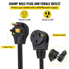 40A 50ft Welder Extension Cord NEMA6-50 8AWG Heavy Duty for MIG TIG Plasma