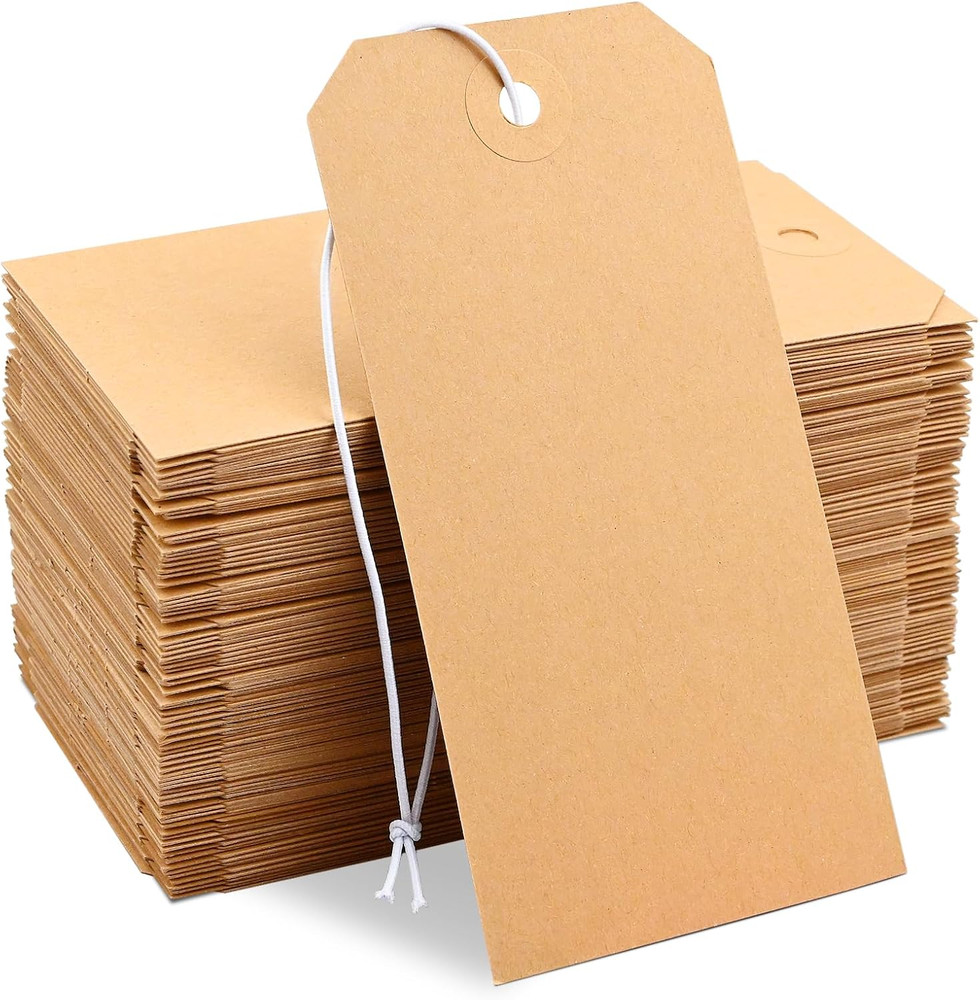 50 Pack Manila Shipping Tags with Elastic String Blank Labeling Tags