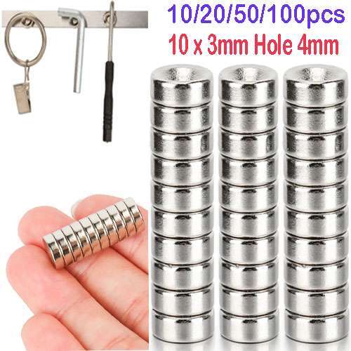 10 50 100Pc Strong Countersunk Ring Magnets 10*3mm Rare Earth Neodymium 4mm Hole