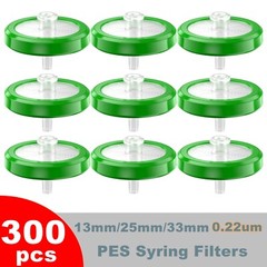 300pcs PES Syringe Lab Filters 0.22μm Pore Size 18mm/25mm/33mm Hydrophilic Green