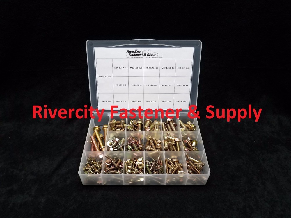 Small Head Flange Bolt Screw Assortment Kit M6, M8, M10 Metric Grade 10.9