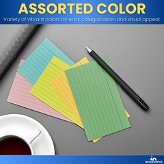 3×5 Lined Index Cards, Assorted Pastel Shades, 300 Pack