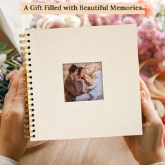 Hiwhy 8 x 8 Inch Scrapbook Photo Album Linen Cover, 8 40 Pages, Beige