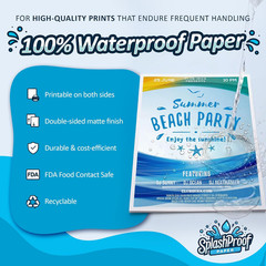 Printer Paper – 8.5″ x 11″, Letter 5 Mil Waterproof Paper, Laser Printer & Copy