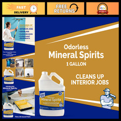 Odorless Mineral Spirits 1 Gallon – Paint Thinner, Solvent for Cleaning & Thinni