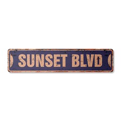 SUNSET BLVD Vintage Street Sign los angeles california Hollywood LA