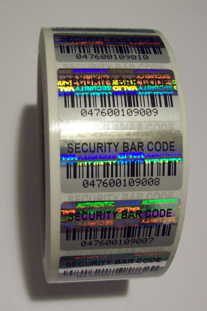 SBC 1000 Security BARCODE Hologram Tamper Evident Label Stickers Seals