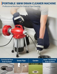 100’x5/8″ 550W Drain Cleaner Electric Sewer Snake Cleaning Machine 110V w/Gloves