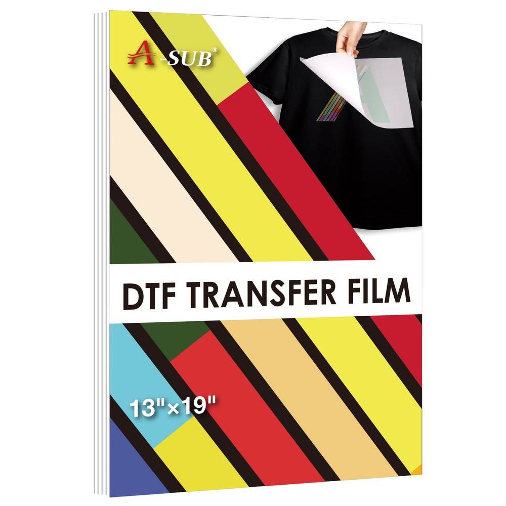 A-SUB DTF Transfer Film 13×19 Clear Sublimation Paper for Dark Cotton 50PK A3+