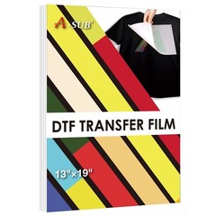 A-SUB DTF Transfer Film 13×19 Clear Sublimation Paper for Dark Cotton 50PK A3+