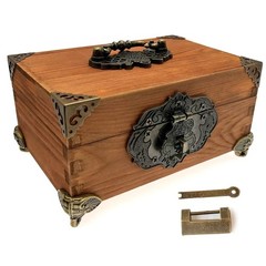 Jewelry Box Antique Lock Latch Hasp Hinges Handle Box Corner Protectors Kit f…
