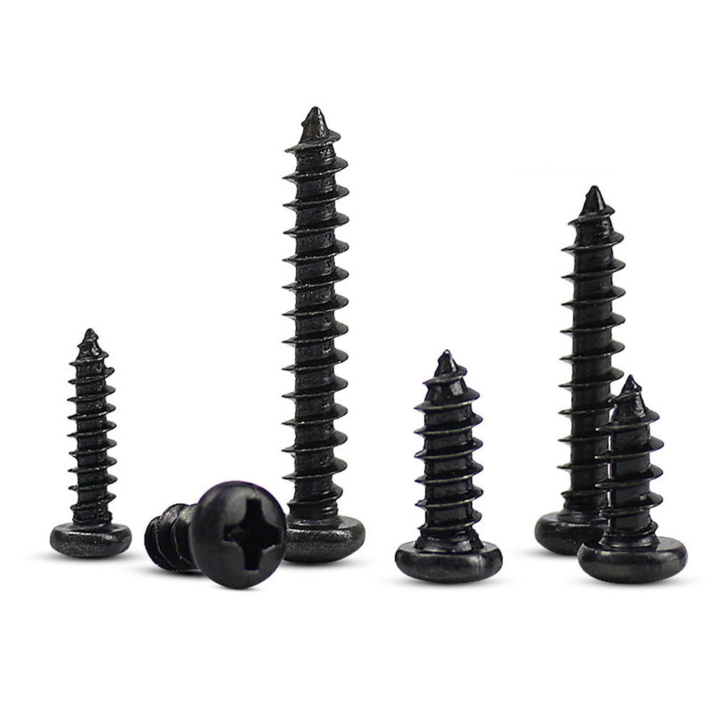 M3 Black Steel Phillips Round Pan Head Self Tapping Screw Sheet Metal Wood Screw