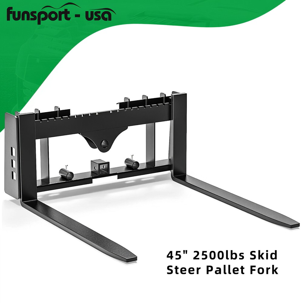45″ 2500lbs Skid Steer Pallet Fork Quick Attach W/Receiver Hitch & Spear Sleeves