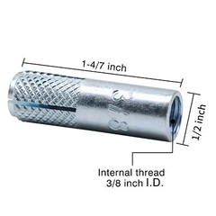 3/8″ x 1-4/7 inch Drop-in Anchor zinc-Plated Carbon Steel Expansion Sleeve Sc…