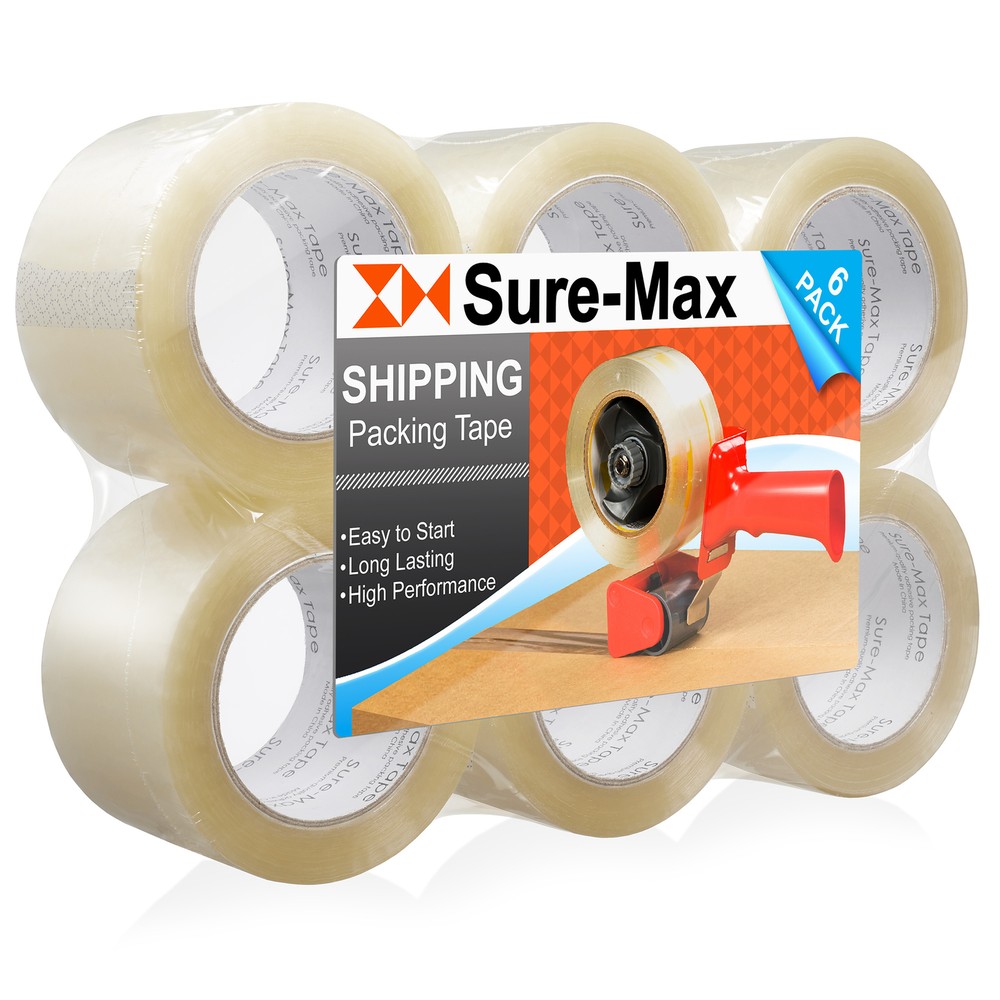 6 Rolls 3″ Extra-Wide Clear Shipping Packing Moving Tape 110 yard/330′ ea – 2mil