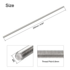 M5 x 250mm Fully Threaded Rod Stainless Steel Right Hand Threads 4Pcs