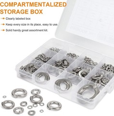 376Pcs SAE Spring Lock Washer Assortment Kit 304 Stainless 4#-3/4″ | 12 sizes