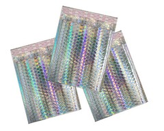 5X9″ 6X10, 8.5X12, 9.5X13″ Holographic Bubble Mailers, Metallic Padded Envelope