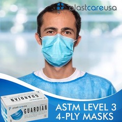 100 4-Ply ASTM Level 3 Face Masks, Disposable (Blue) (2 Boxes of 50)