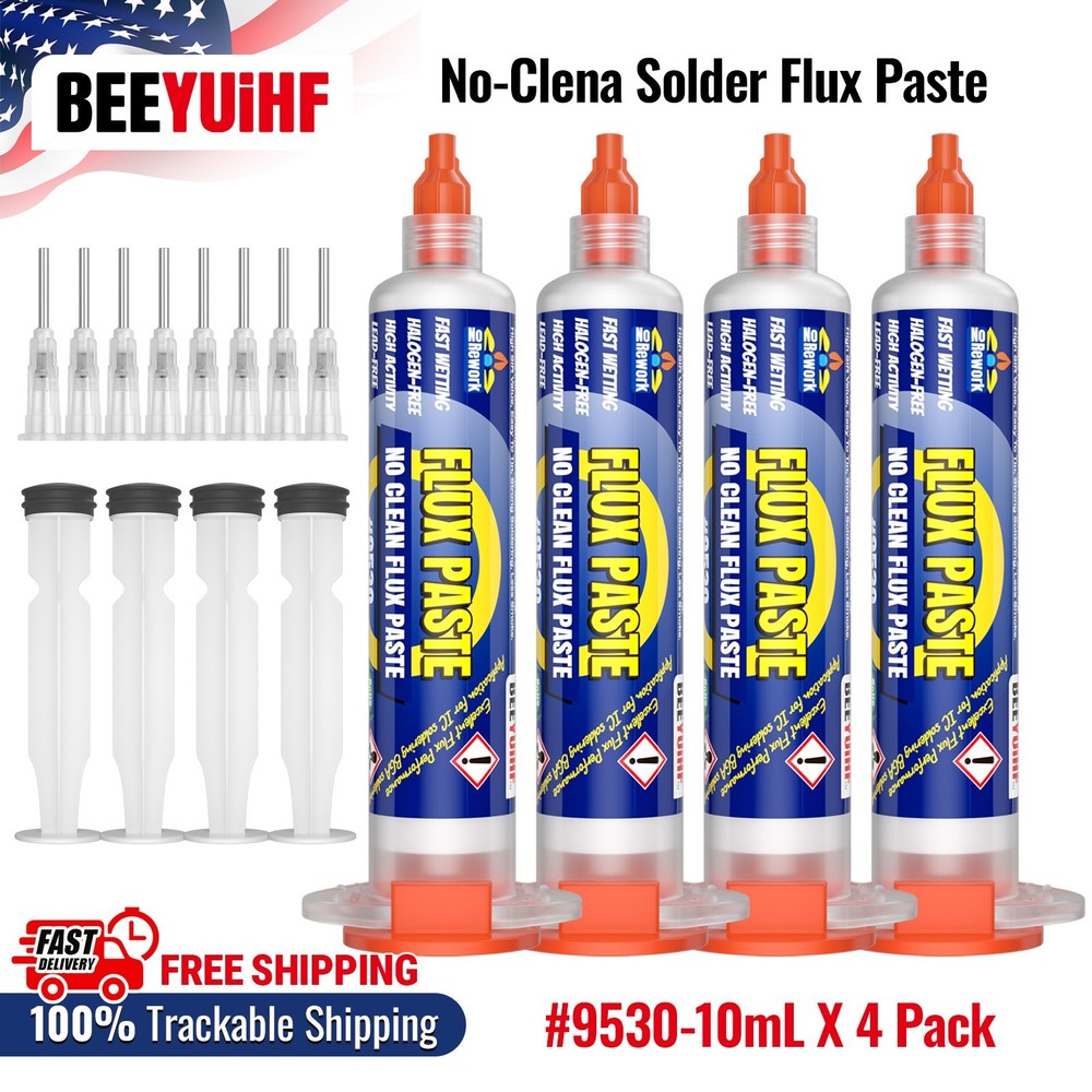 BEEYUIHF RMA No Clean ROSIN Soldering Flux Paste for Electrical 4PCS x 10mL