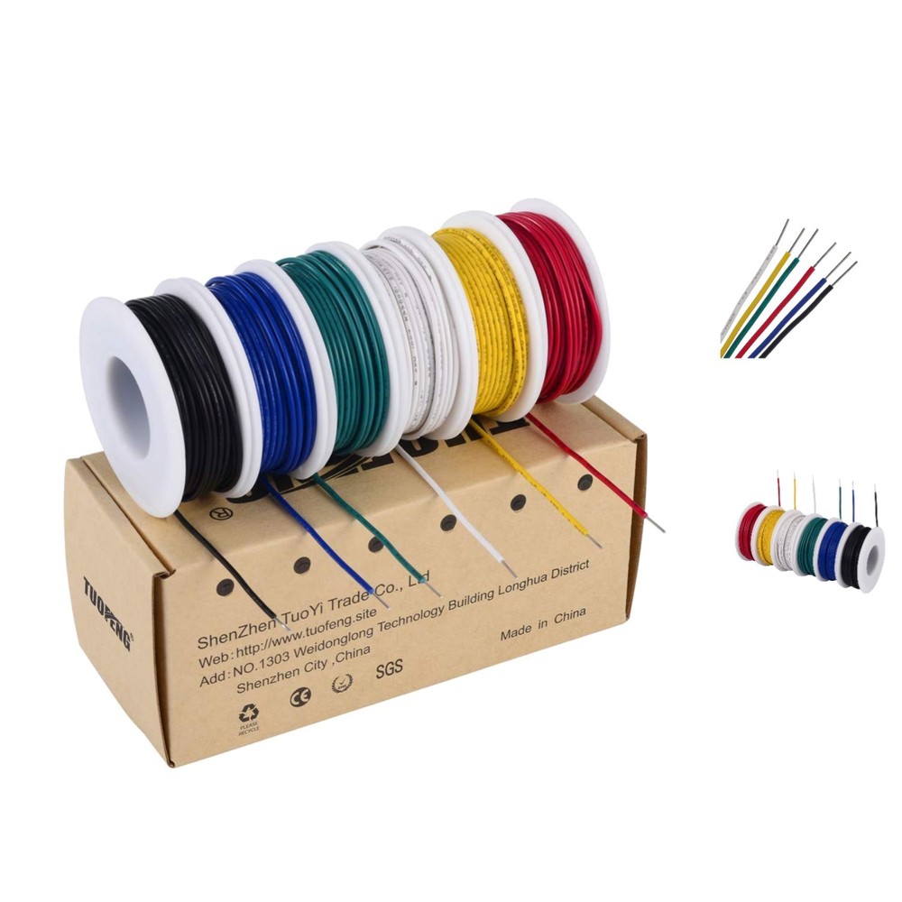Versatile 22 AWG Solid Wire Set – 6 Colors, 30ft for Easy Electronics Projects