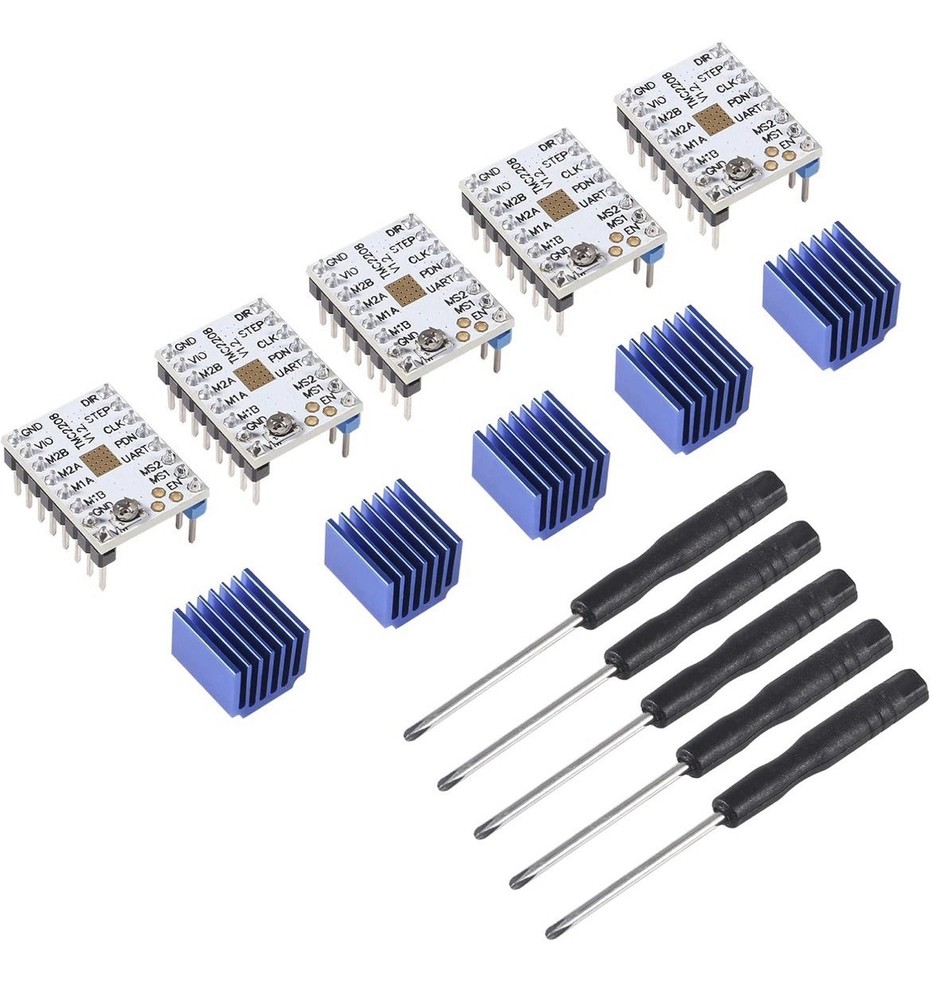 TMC2208 V1.2 Stepper Driver – 5 Pack – Potentiometer Adjustable On-Top