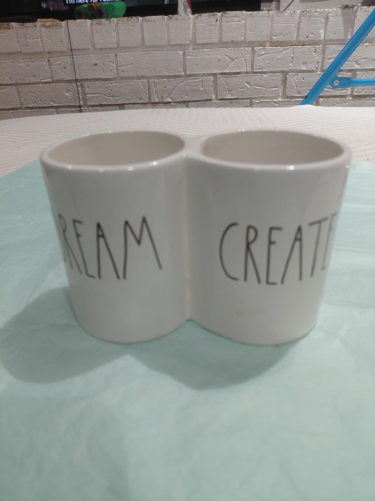Rae Dunn Ceramic “Dream Create” Holder Desk Office Organizer EUC No Chip