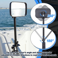 Pontoon Boat Rear View Mirror with Telescoping Pole 10″ X 6.3″ 360° Adjustable M
