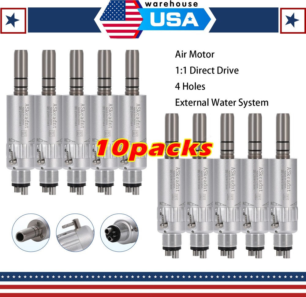 5* NSK Style Dental Slow Low Speed Handpiece Air Motor E-type 4 Holes Micromotor