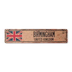 BIRMINGHAM UNITED KINGDOM Vintage Street Sign British Britons Brits flag city