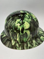 New Full Brim Hard Hat Custom Hydro Dipped UNLUCKY SHAMROCK SKULLS
