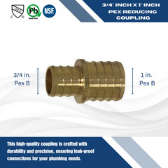 10 Pcs. XFITTING 1″ x 3/4″ Pex Coupling, Pex Reducing Coupling 26-4-8=10