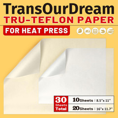 30 Pack PTFE Teflon Paper 16×11.7″ 20 Sheets and Teflon Paper 8.5×11″ 10 Sheets