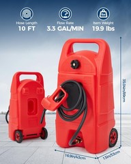 ⭐Upgraded 15Gallon Gas Tank,Portable Leak-Proof Gas Container w/Pump & 10FT Hose