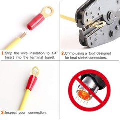 4 Gauge Gold Ring Terminal 10/20PCS 4 AWG Wire Crimp Cable- Black/Red Boots 3/8″