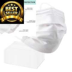 Borje White Disposable Face Masks 100 Pcs 100 Count (Pack of 1),