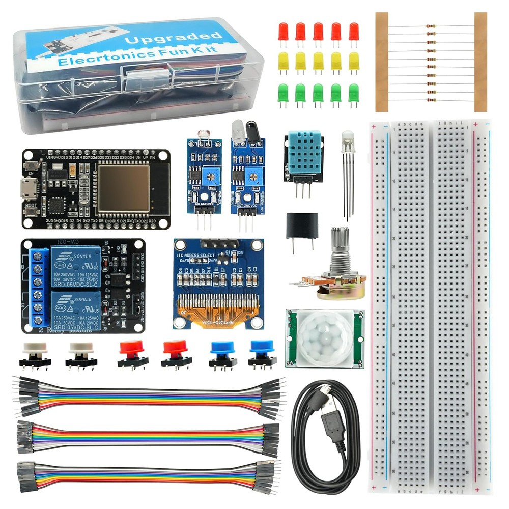 Basic Starter Kit for ESP32 ESP-32S WiFi Development Board, Beginner Electronics