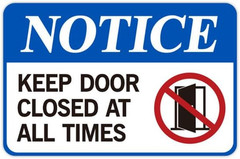 Keep Door Closed Sign，Self-Adhesive Weatherproof and Fade-Resistant Please Keep