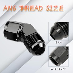 Fitting Adapter, Female to Male 45 Degree Swivel Adapter Fitti Size: AN6-Black