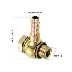 10mm Barbed M14 x 1.5 Male Thread Hose Pipe Fitting Elbow Connector Carbon Steel
