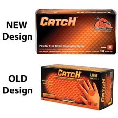 CATCH Nitrile Disposable Gloves Pyramid Grip Orange 9 mm Box of 100 MEDIUM