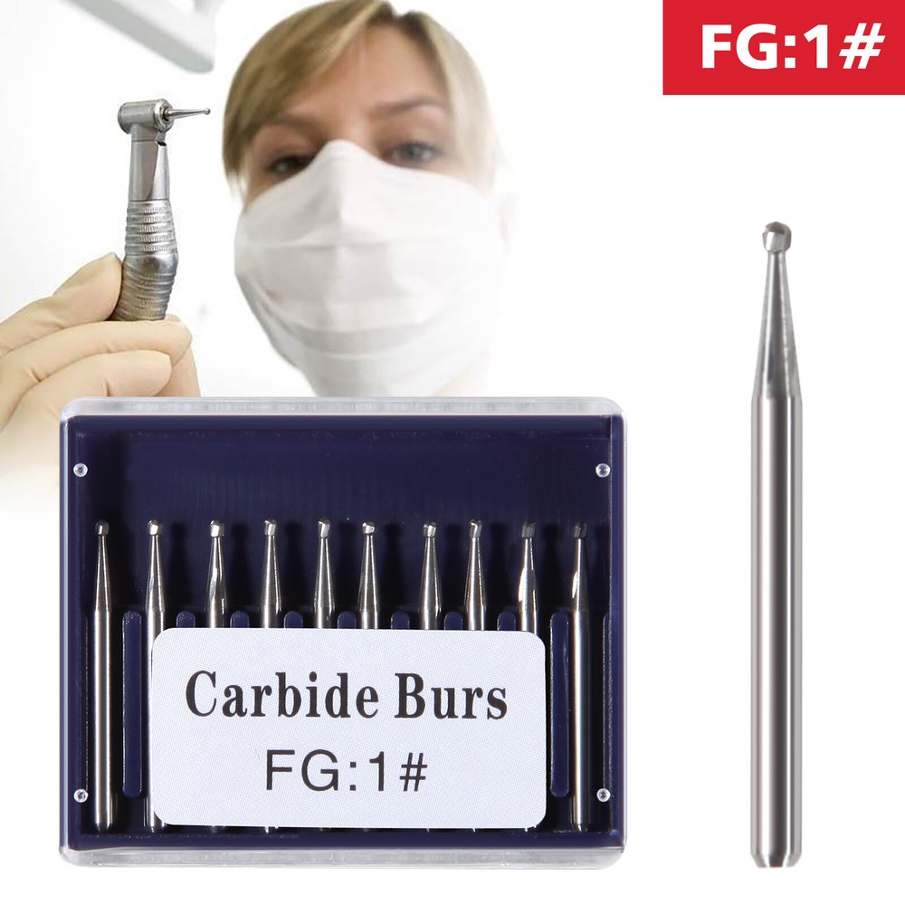 10pc/Pack Dental Round Carbide Steel Drills Burs FG Bur for High Speed Handpiece