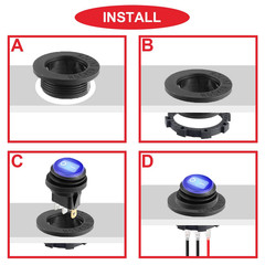 8Pcs 20Mm/0.8Inch Black round Rocker Switch Shell Mounting Panel Waterproof Dust