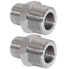 JoyTube Reducer Hex Nipple, 1/4“ x 1/8” NPT( O.D x O.D: 1/2″ x 3/8″ ), Silver