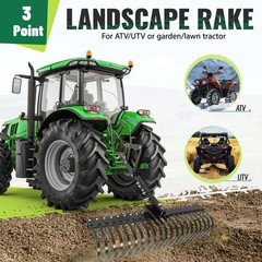 For ATV UTV Lawn Garden Tractors 60″ Landscape Rake W/1 Point Hitch Lift Steel
