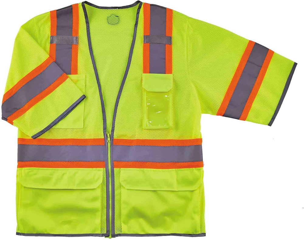 Unisex Adult Two-Tone Hi-Vis Class 3 Two Tone Hi Vis Surveyor Vest Zipper, Lime,
