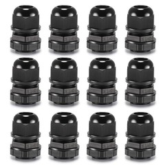 Cable Gland Waterproof IP68 Nylon Cord Grip 1/2 NPT Connector Black 12 Pk