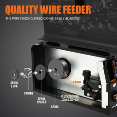 HVM200 2in1 MIG Welder Flux- Core Wire, 110V Gasless MIG Stick MMA IGBT Inverter